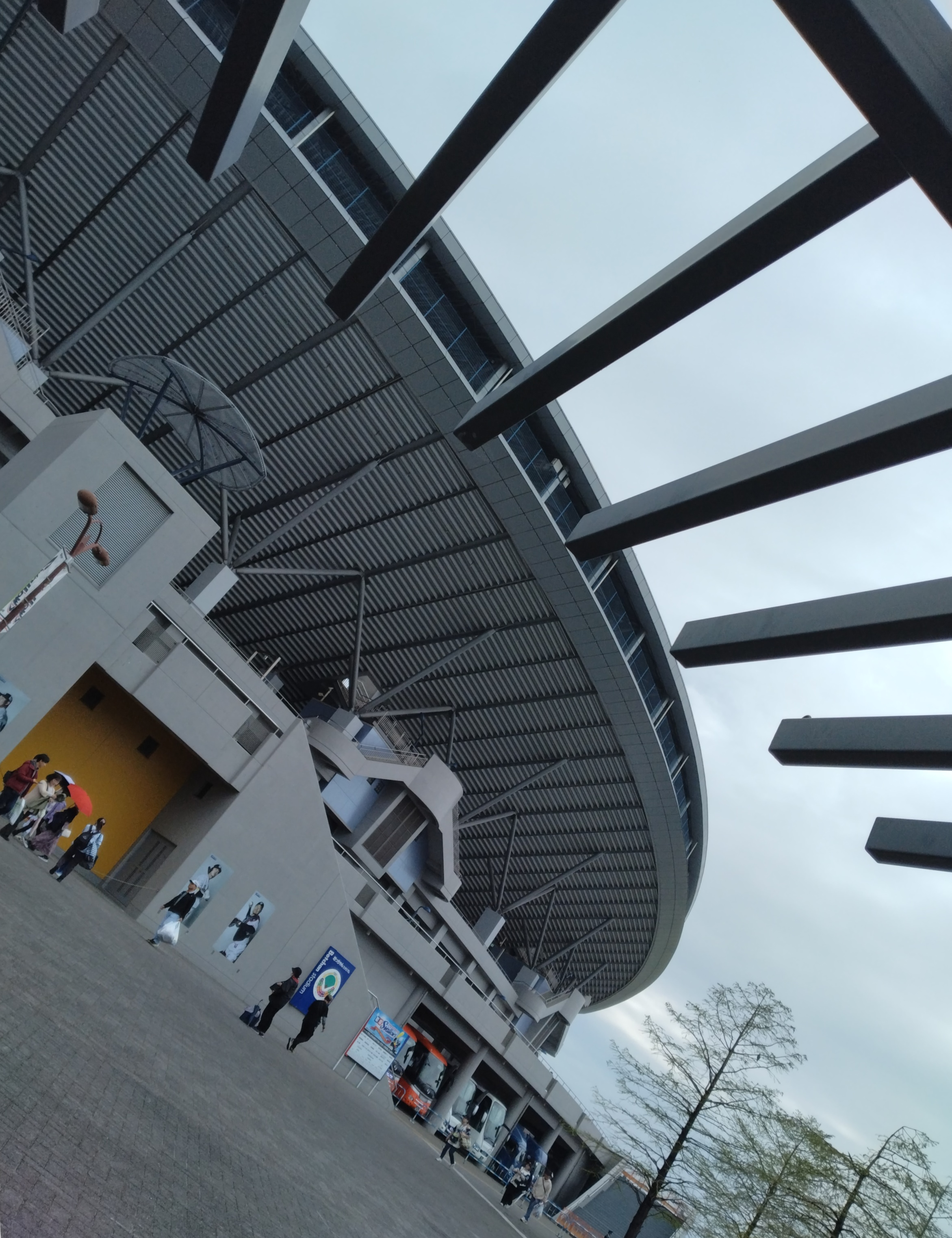tilted stadium structure